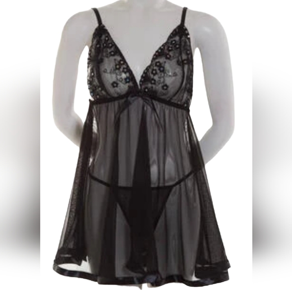 Spree Intimates Other - 💕NWT Spree Intimates Women Mesh Triangle Cup Sequin Babydoll Set💕Size L